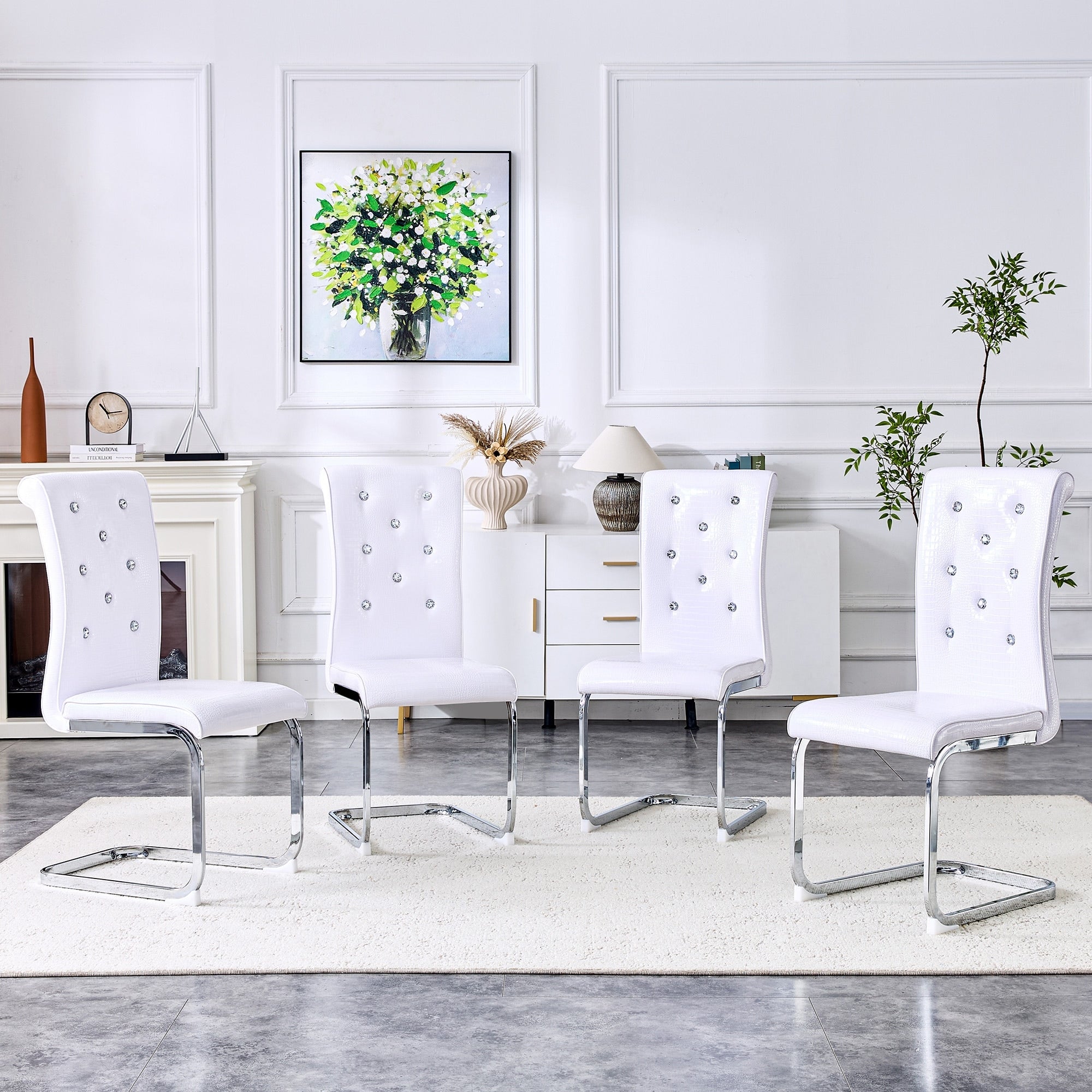 Dining Chair Side Chair Kitchen Chair Leisure Chair Lounge Chair Office Chair White Silver Armless Chair