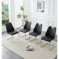 Dining Chair Side Chair Leisure Chair Black Reception Chair Set Of 4 Leather Upholstered Chair With Metal Legs