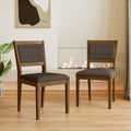 Dining Chair In Brown Gray With Walnut Color Solid Wood Legs Set Of 2