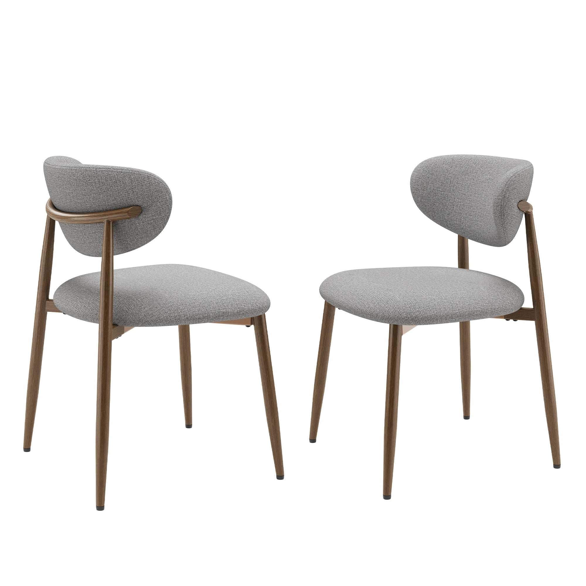 Dining Chairs Curved Backrest Foam Cushion Solid Wood Legs Set Of 2