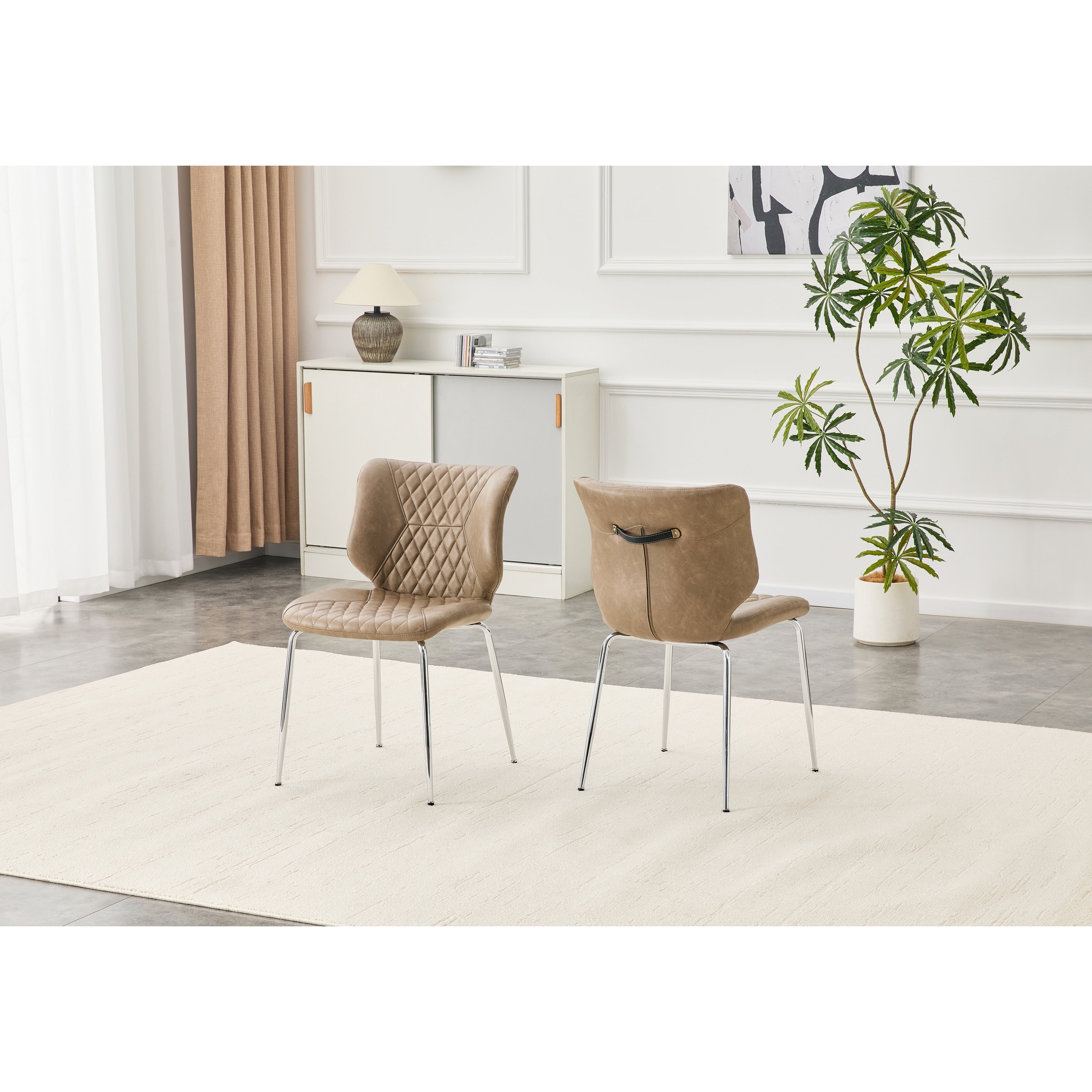 Dining Chairs Set Of 2 With Metal Legs Adjustable Non Slip Foot Pads Diamond Tufted High Back Upholstered Dining Chairs