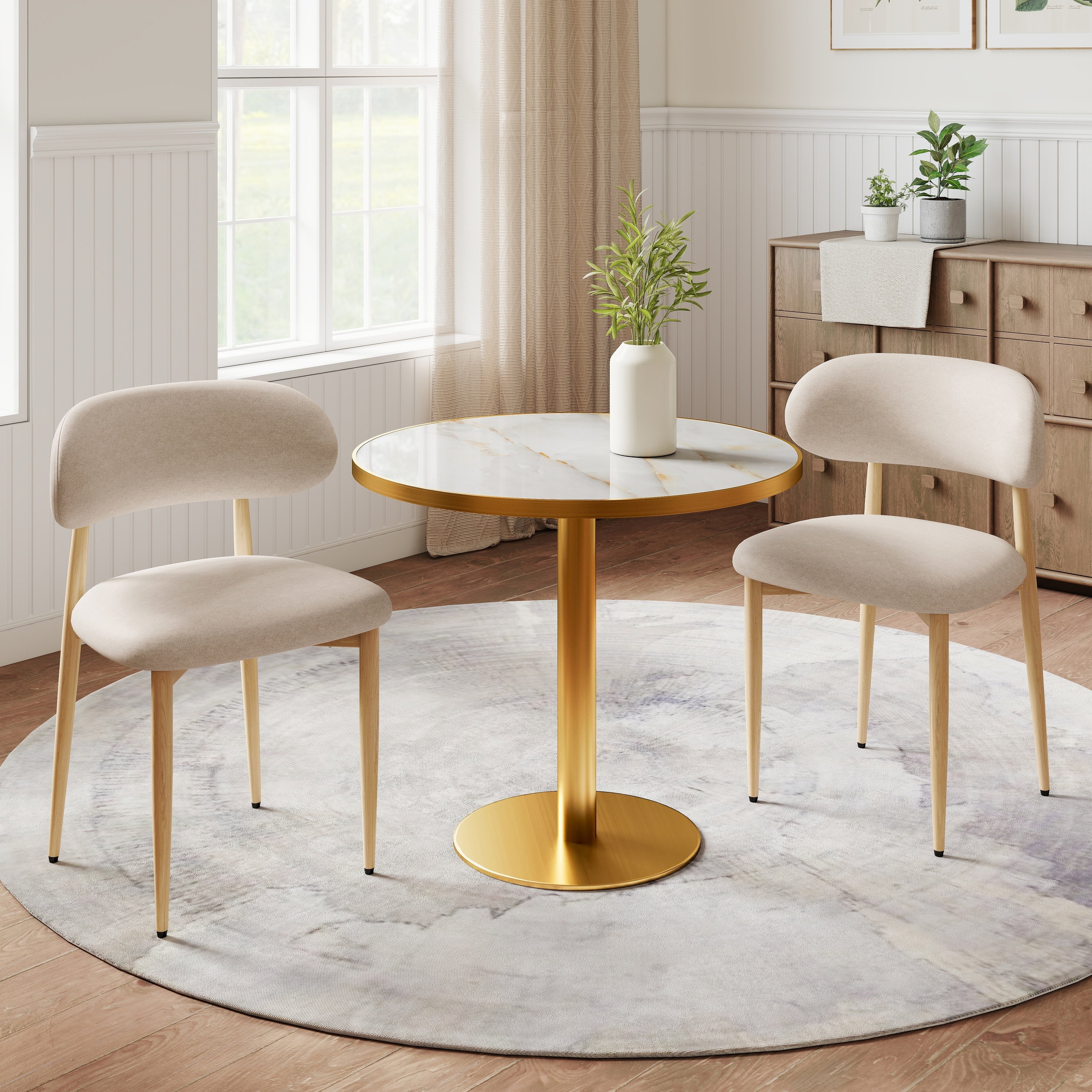 Dining Chairs Set Of 2 Modern Farmhouse Fabric Upholstered Side Chairs With Comfortable Foot Pegs Metal Legs Dining Chairs