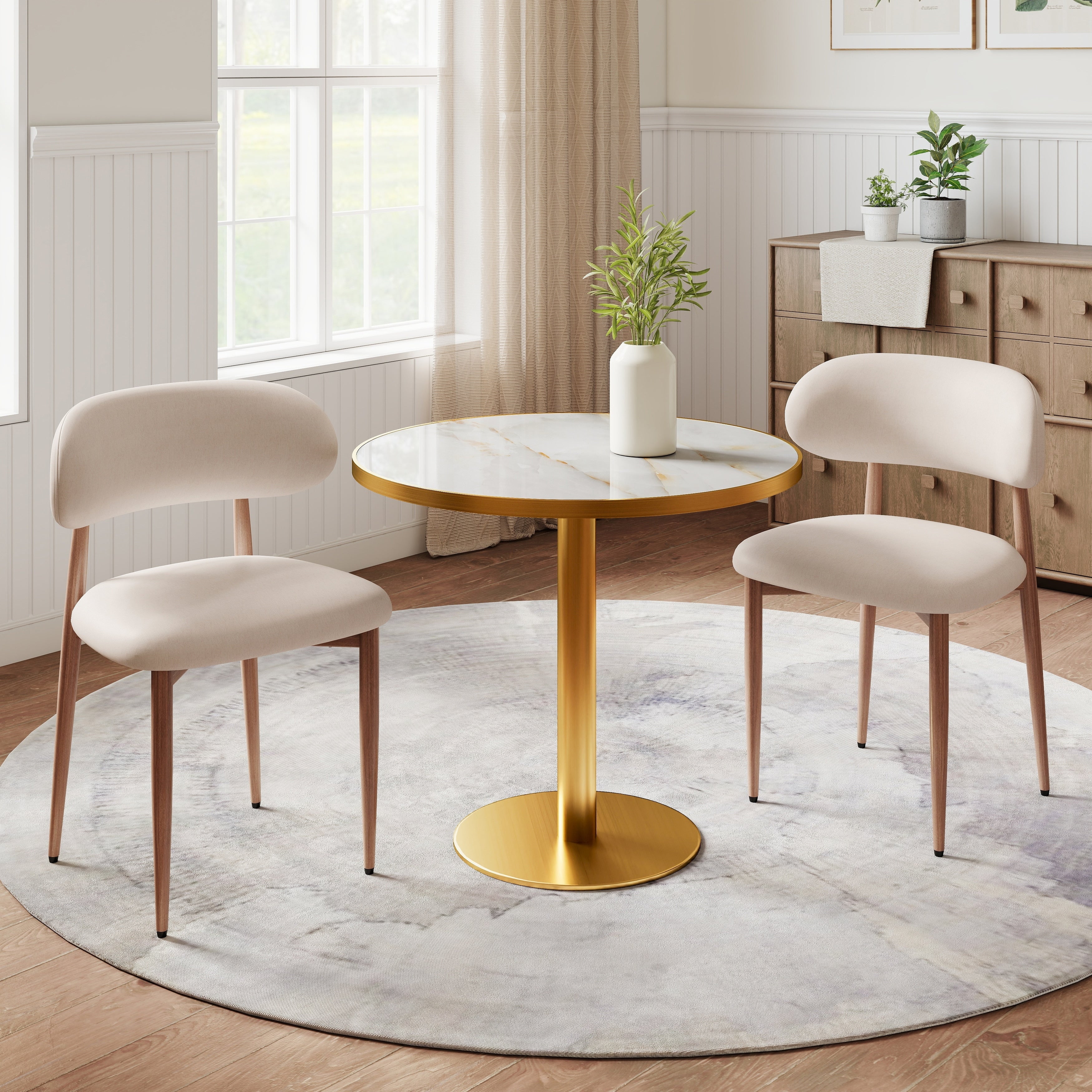 Dining Chairs Set Of 2 Modern Farmhouse Fabric Upholstered Side Chairs With Comfortable Foot Pegs Metal Legs Dining Chairs