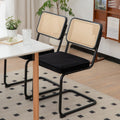 Dining Chairs Set Of 2 Velvet Rattan Side Accent Chairs With Chrome Legs Modern Mid Century Breuer Designed Chairs
