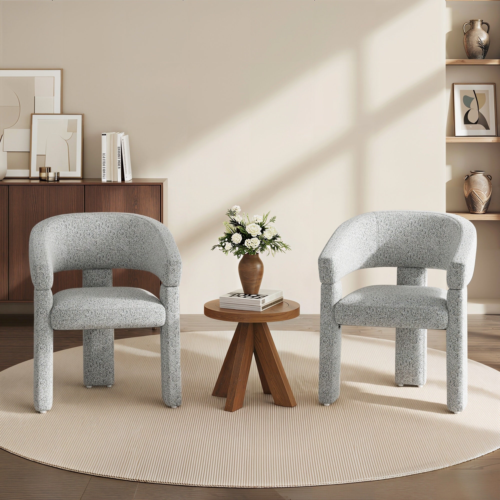 Dining Chairs Solid Wood Legs Ergonomic Curved Back Modern Upholstered Single