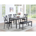 Dining Room Furniture X Cross Back Chair 6Pc Dining Set Gray Finish