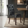 Wooden Chair With Leatherette Upholstery Set Of Two Black And Brown