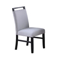 Dining Side Chair Set Of 2 Charcoal Gray Fabric Foam Seat Black Rubberwood