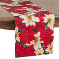 Dining Table Runner With Poinsettia Design.