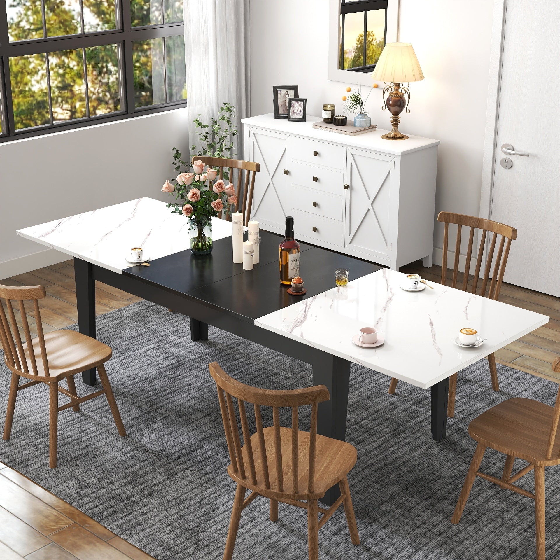 Dining Table 106.3 In Large Extendable Kitchen Table
