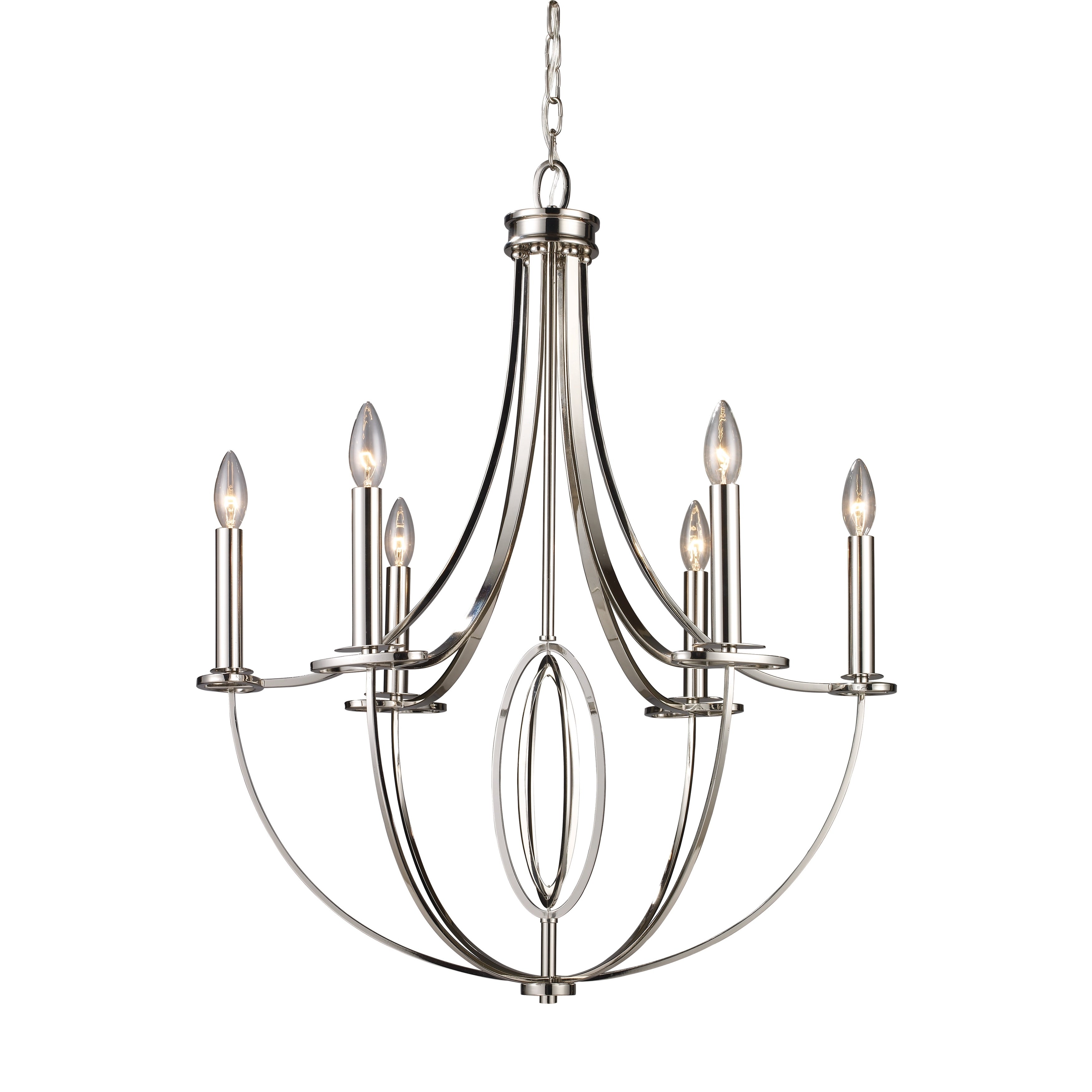 Dione 25 Inch Wide 6 Light Chandelier In Polished Nickel 25In W X 25In D X 31In H