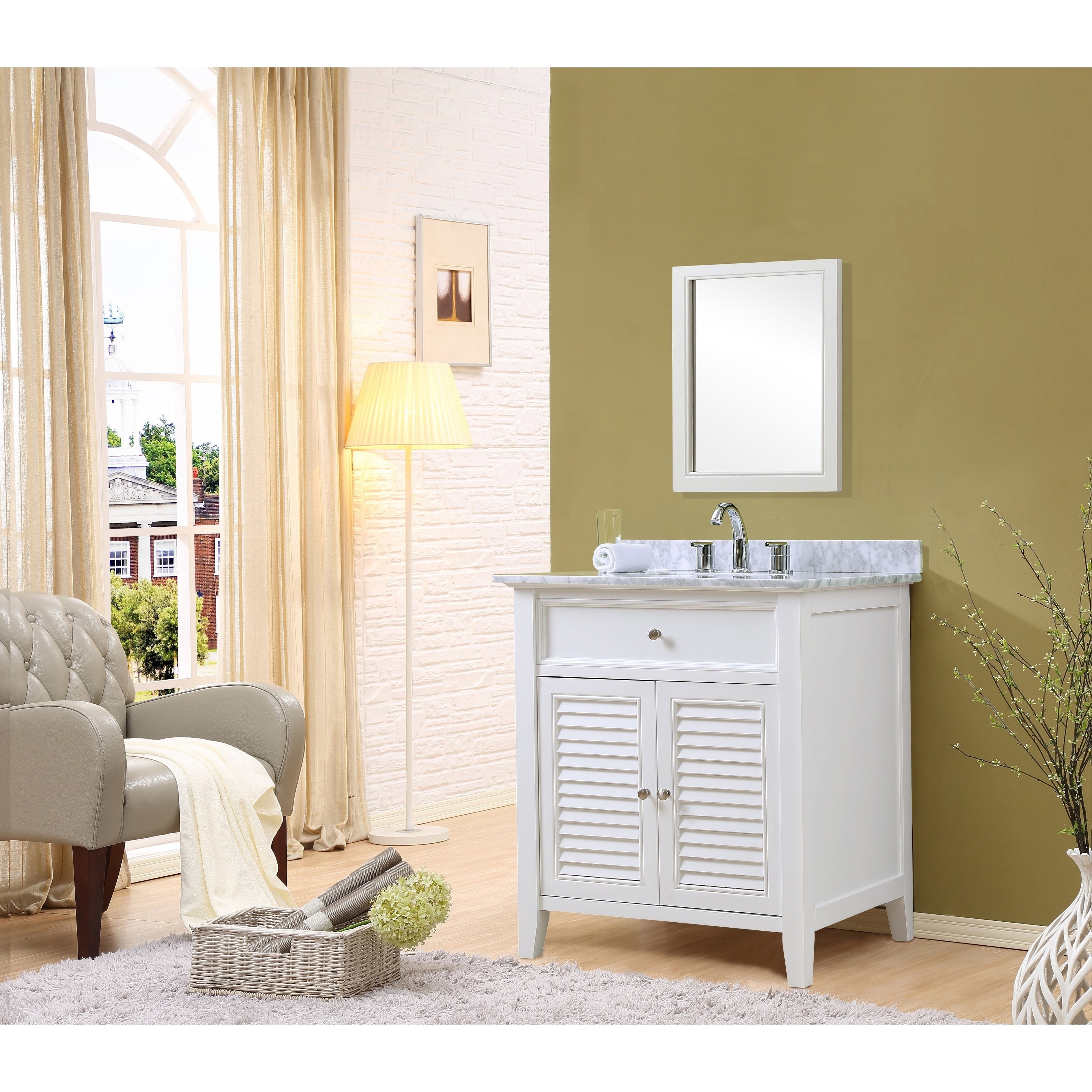 Direct Vanity Sink 32 Inch Shutter Spa White Vanity