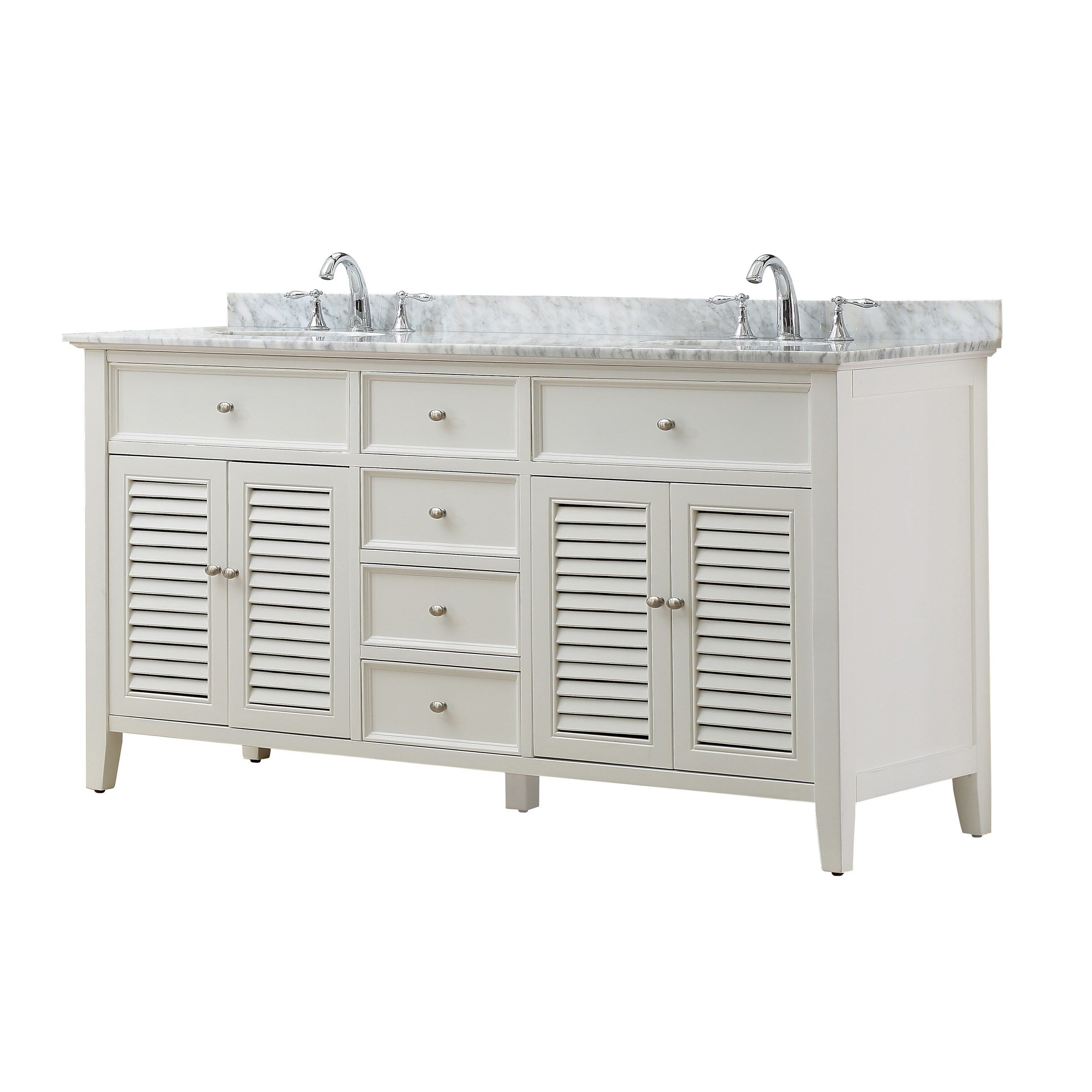 Direct Vanity Sink 70 Pearl White Shutter Double Vanity Sink Cabinet