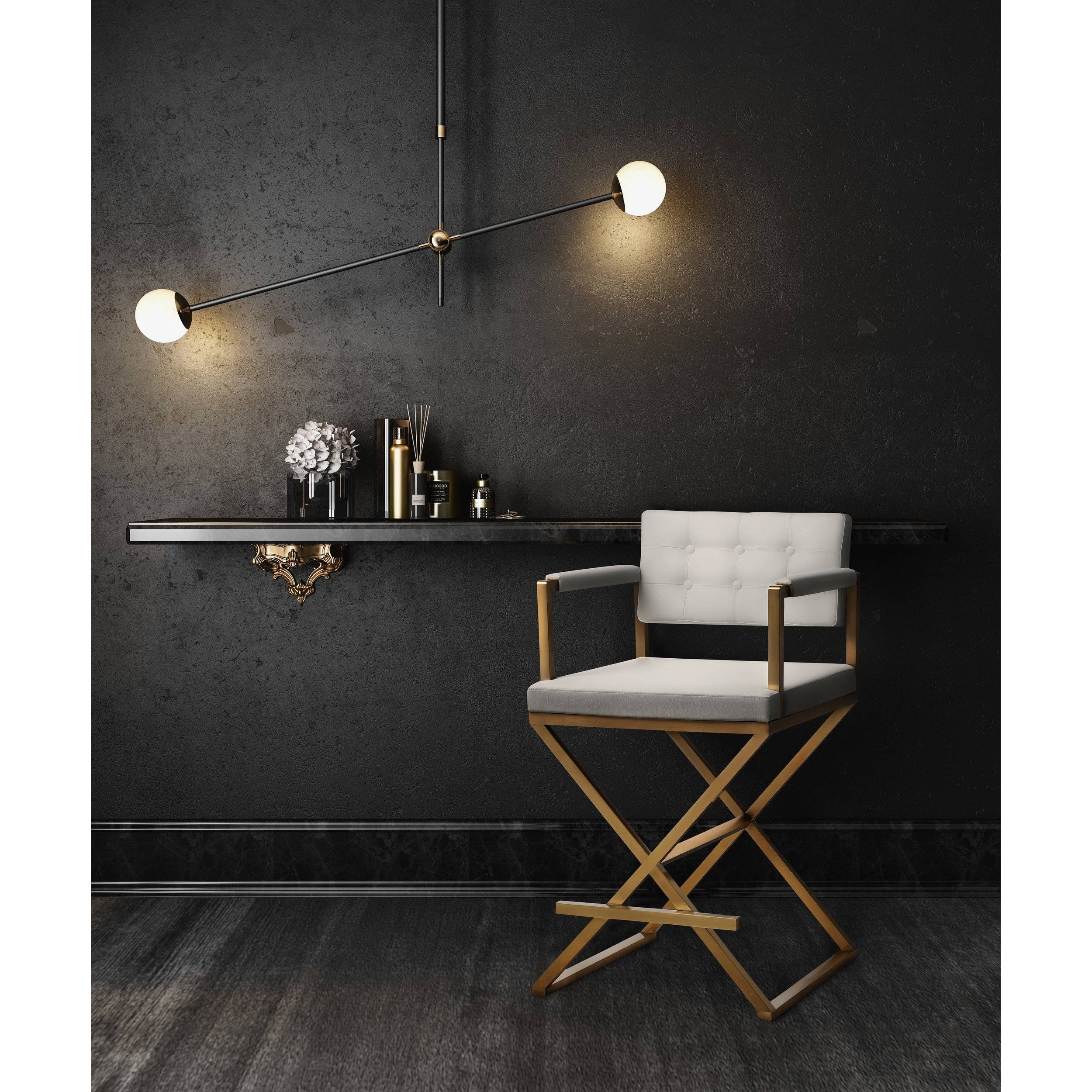 Director White Gold Steel Counter Stool