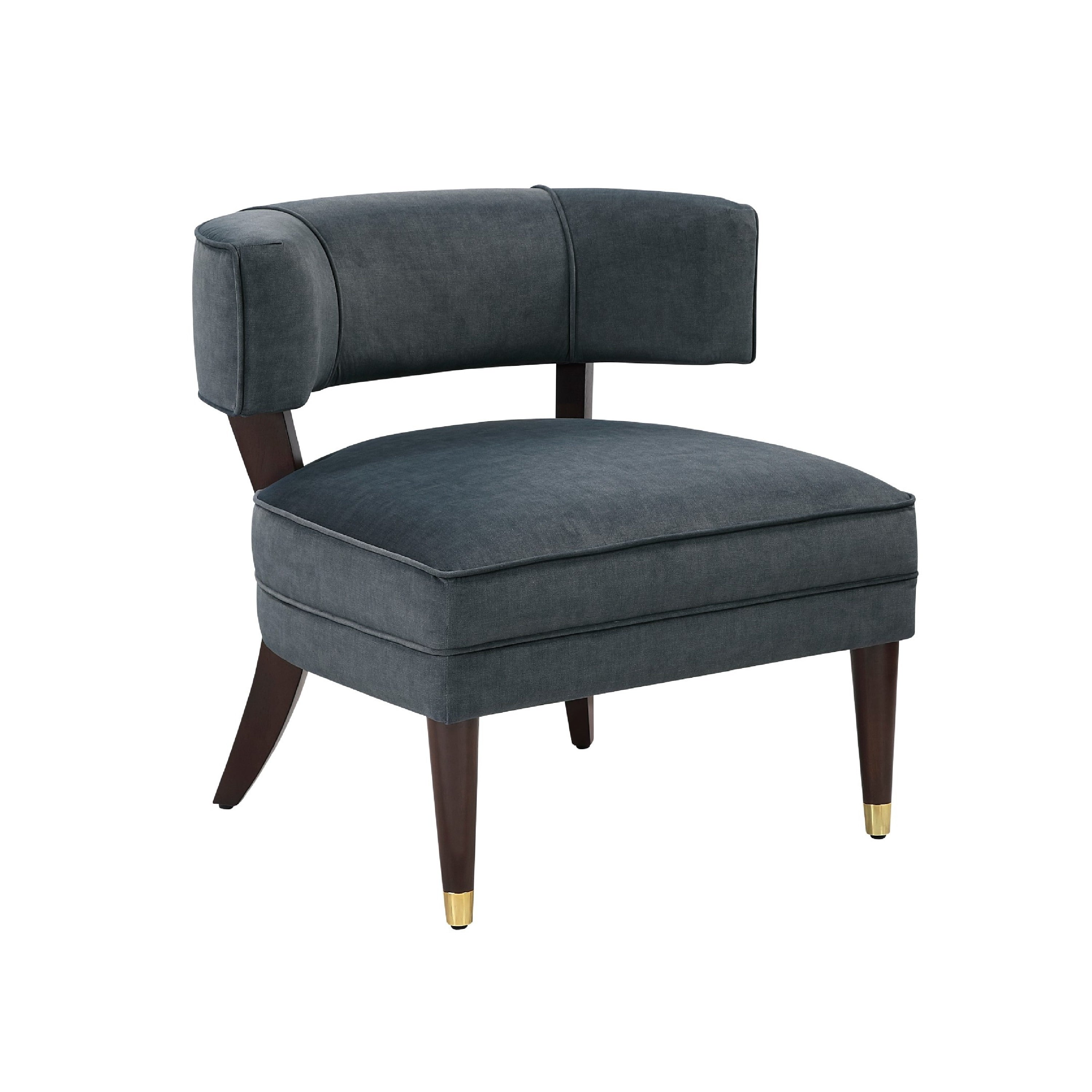 Disa Accent Armchair Barrel Back Design Gray Velvet Solid Wood Legs