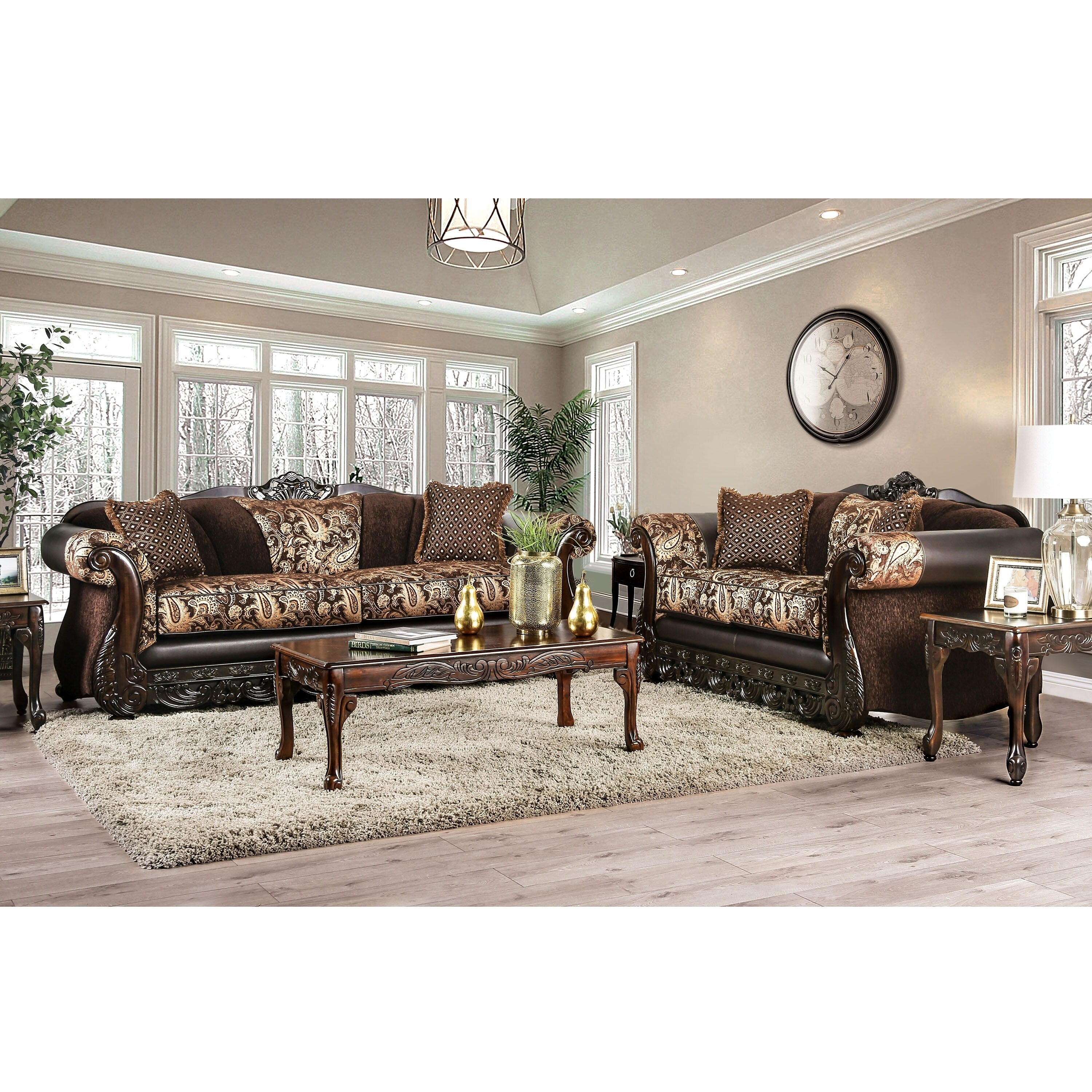 Disarli Traditional Brown 2 Piece Living Room Set By Foa