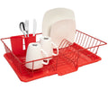 Sweet Home Collection Dish Drainer Red 3 Piece Set