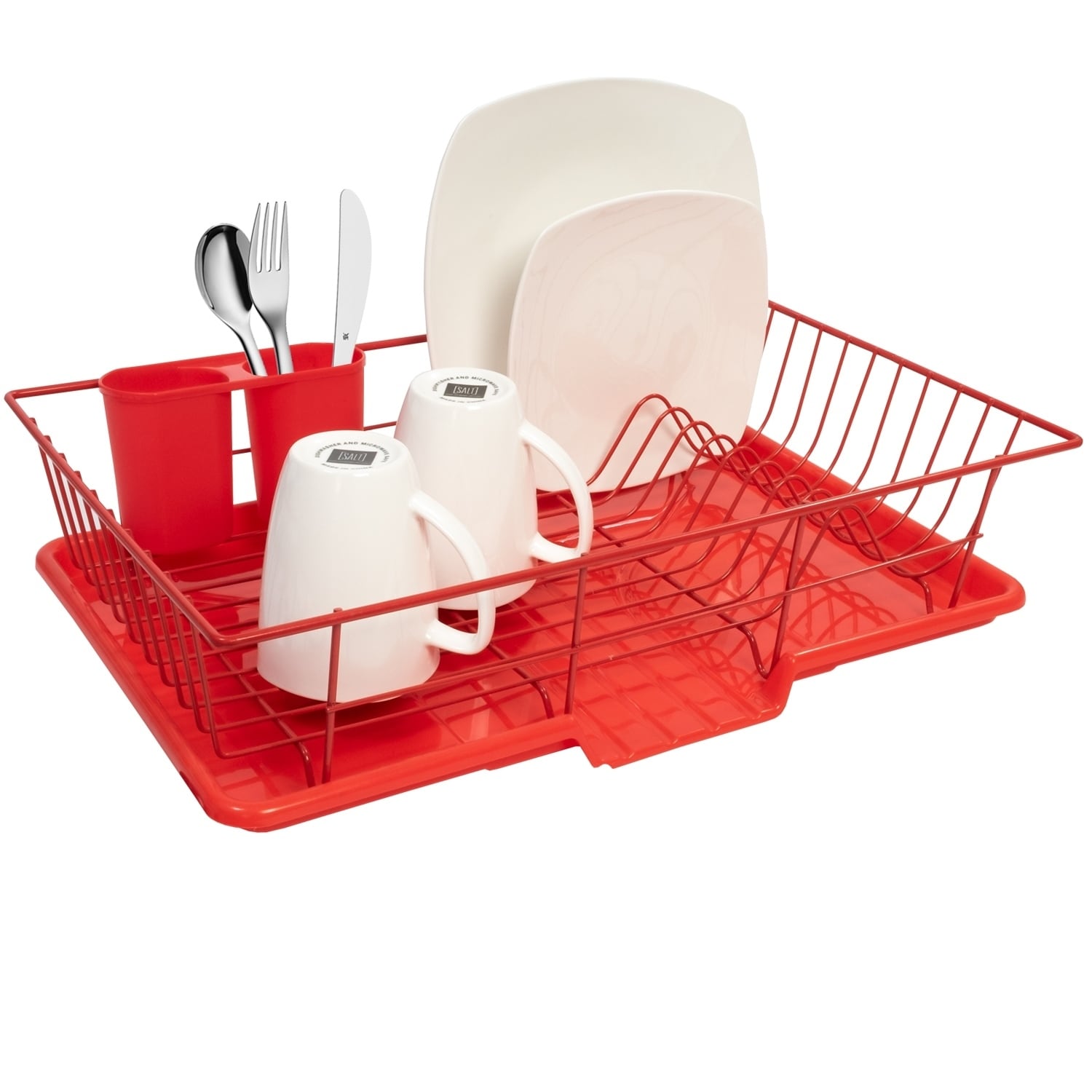 Sweet Home Collection Dish Drainer Red 3 Piece Set