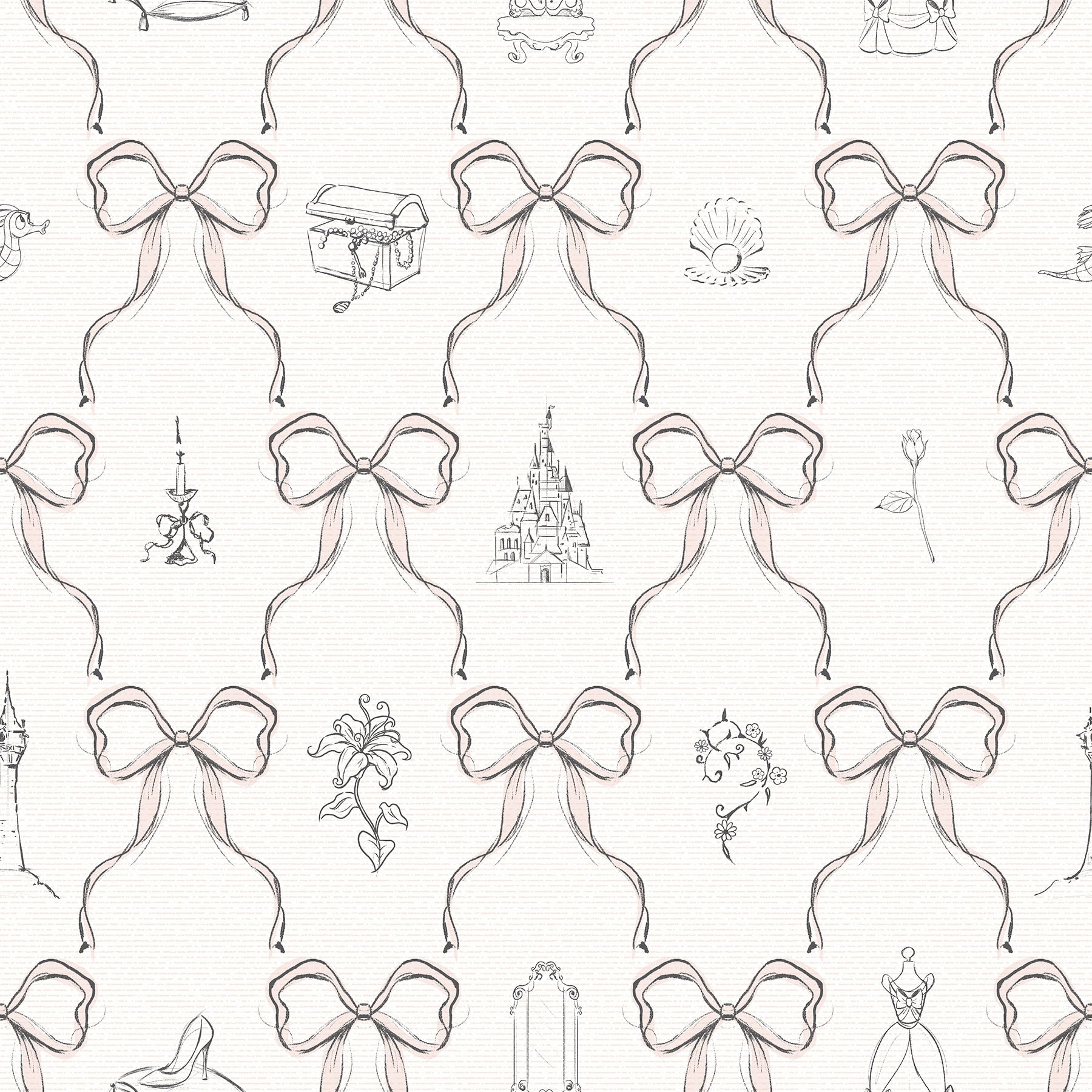 Disney Princess Bows Pink Peel And Stick Wallpaper