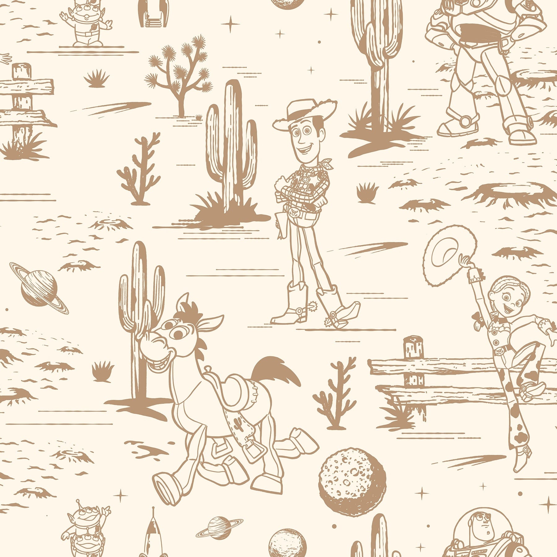 Disney Toy Story Toile Brown Peel And Stick Wallpaper