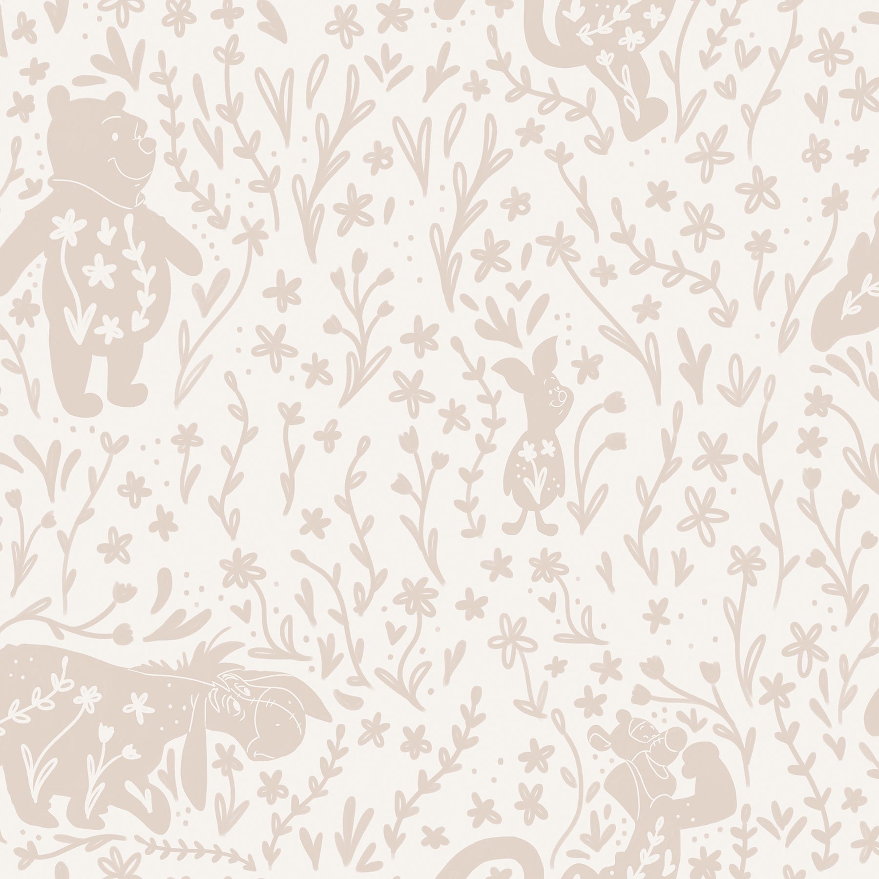 Disney Winnie The Pooh Block Print Tan Peel And Stick Wallpaper
