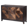 Displaced Chevron Patterned Espresso 3 Door Credenza