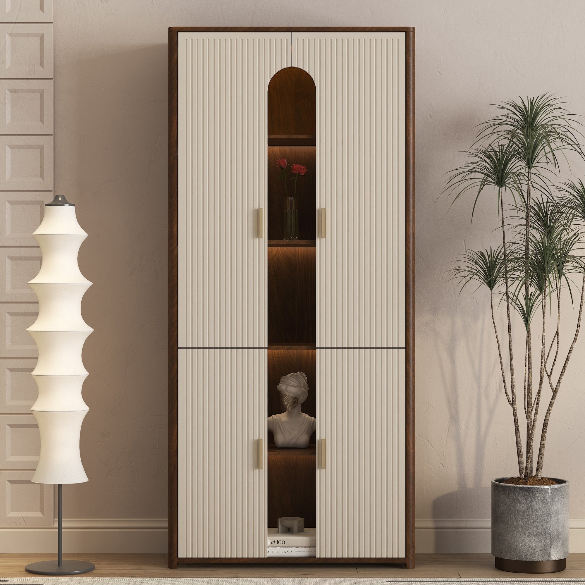 Display Cabinet With Doors Bookcase With Led Lights Display Case For Collectibles Bedroom Living Room Office