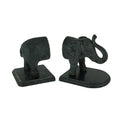 Distressed Black Standing Elephant Top And Tail Bookend Set 5.5 X 9.75 X 4.75 Inches