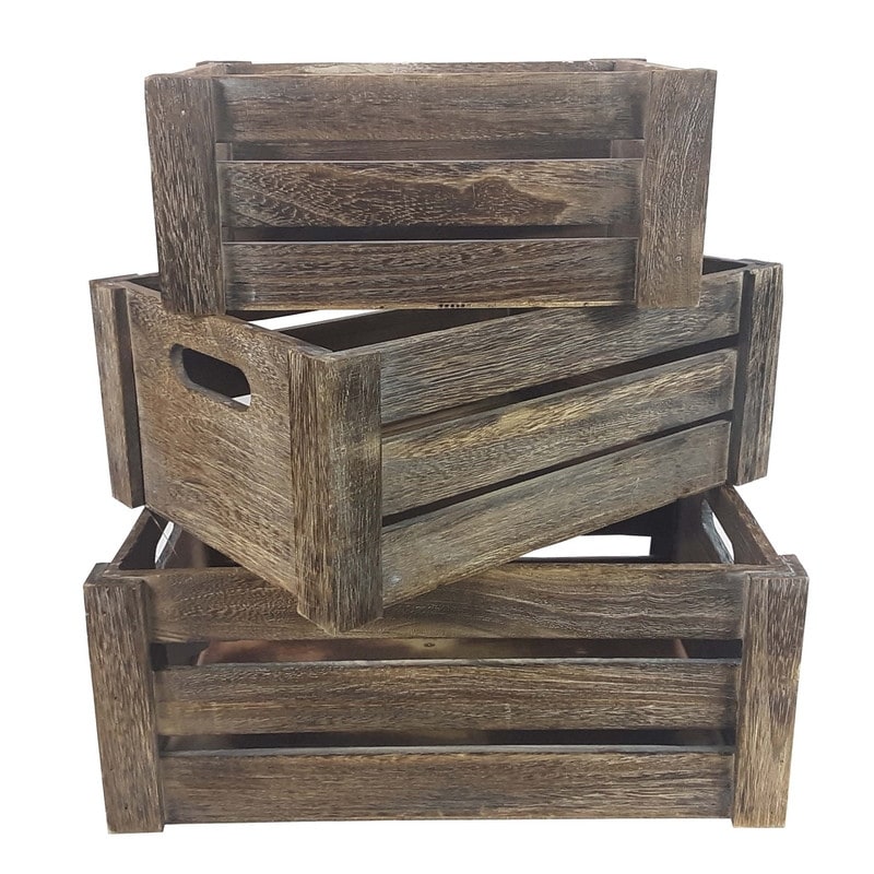 Distressed Decorative Rectangle Storage Gift Wood 3Pcs Rustic White