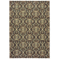Distressed Geometric Brown Navy Dense Pile Area Rug 53 X 76
