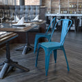 Distressed Metal Indoor Stackable Chair