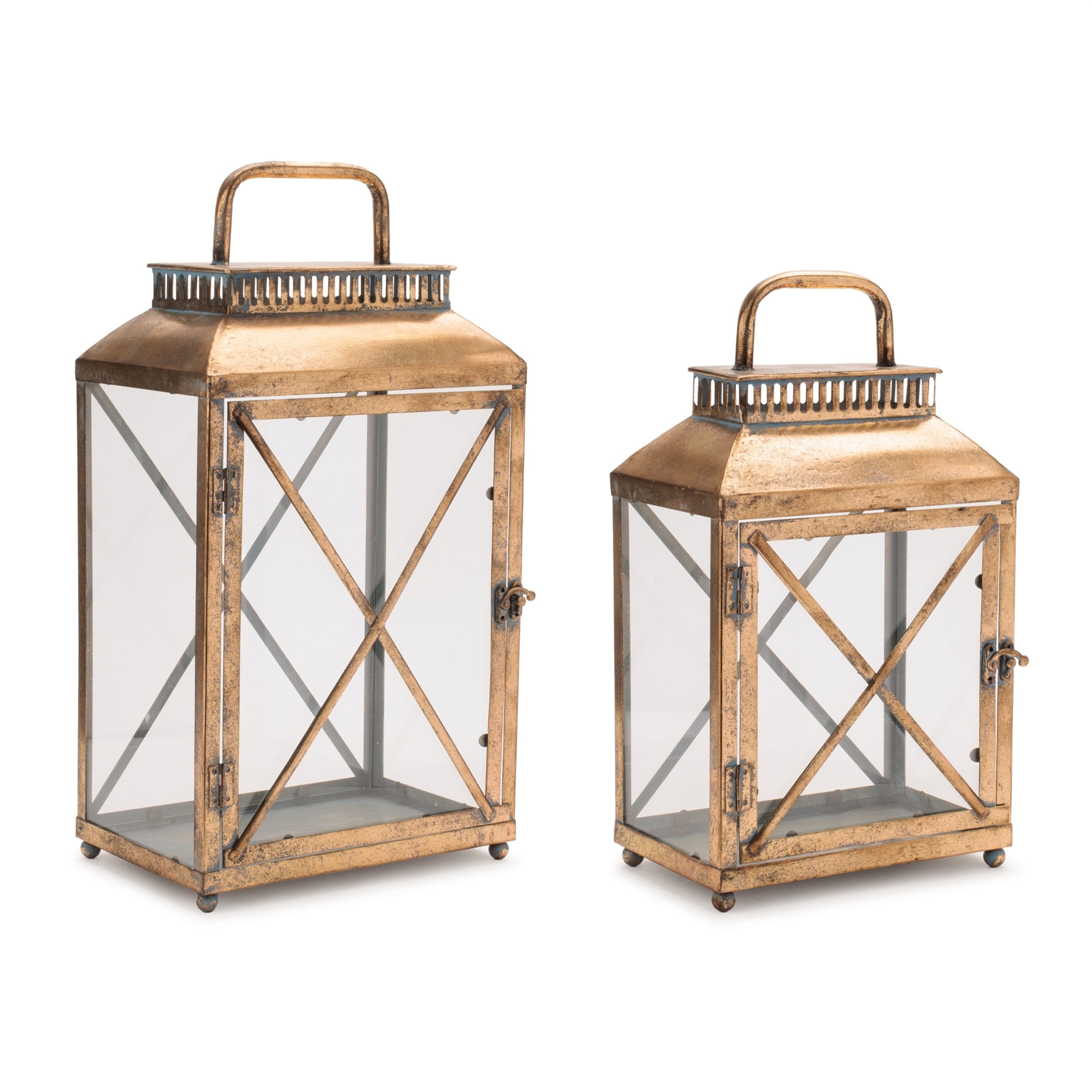 Distressed Metal Lantern Set Of 2