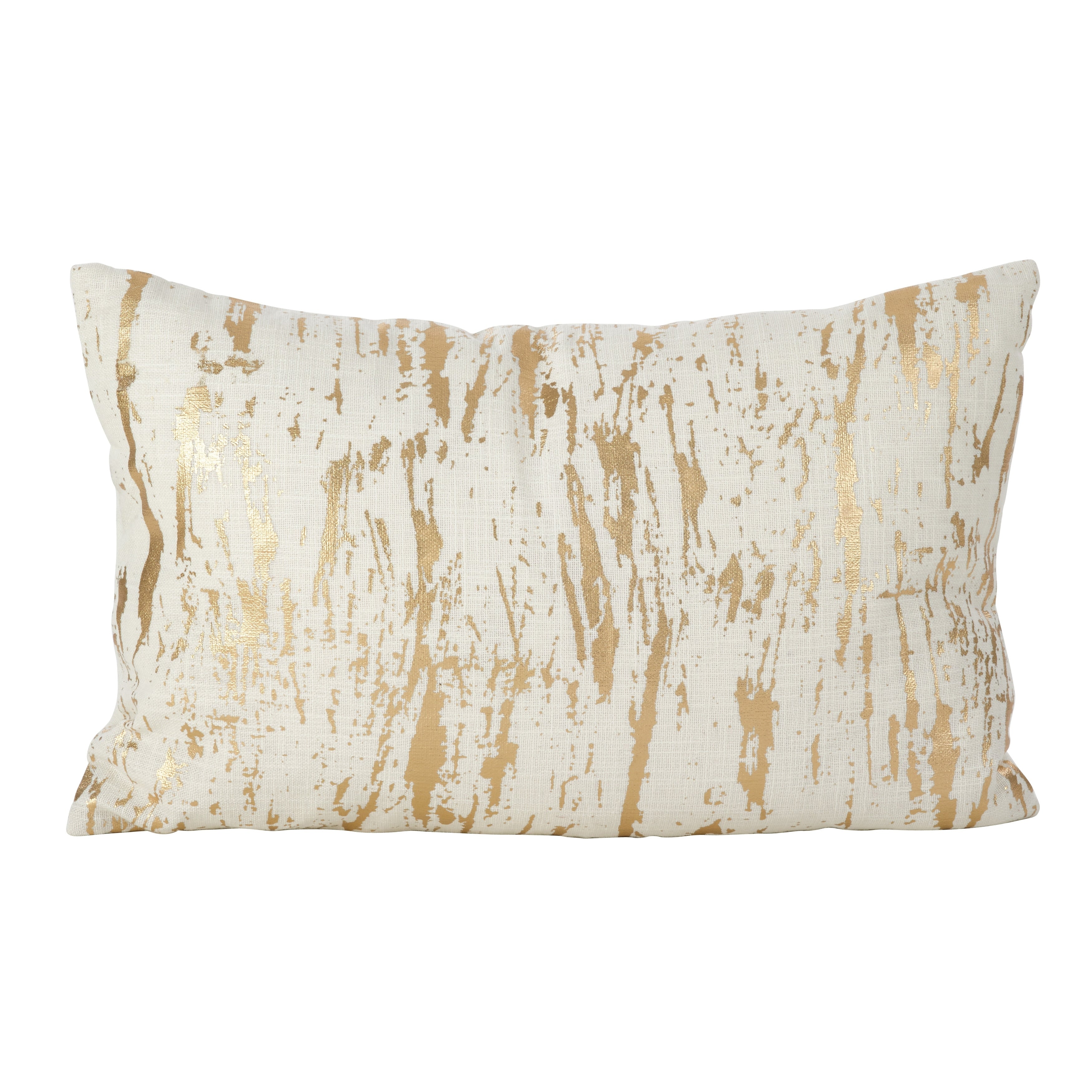 Distressed Metallic Foil Design Cotton Down Filled Throw Pillow