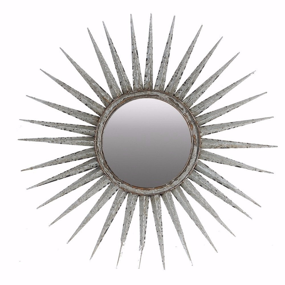 Distressed Sun Inspired Mirror Gray