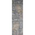 Distressed Transitional Blue Gold Pebble Mosaic Rug 96 X 13