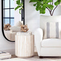East At Main Monroe Round End Table White Wash Slats 16.5 W X 16.5 D X 18 H