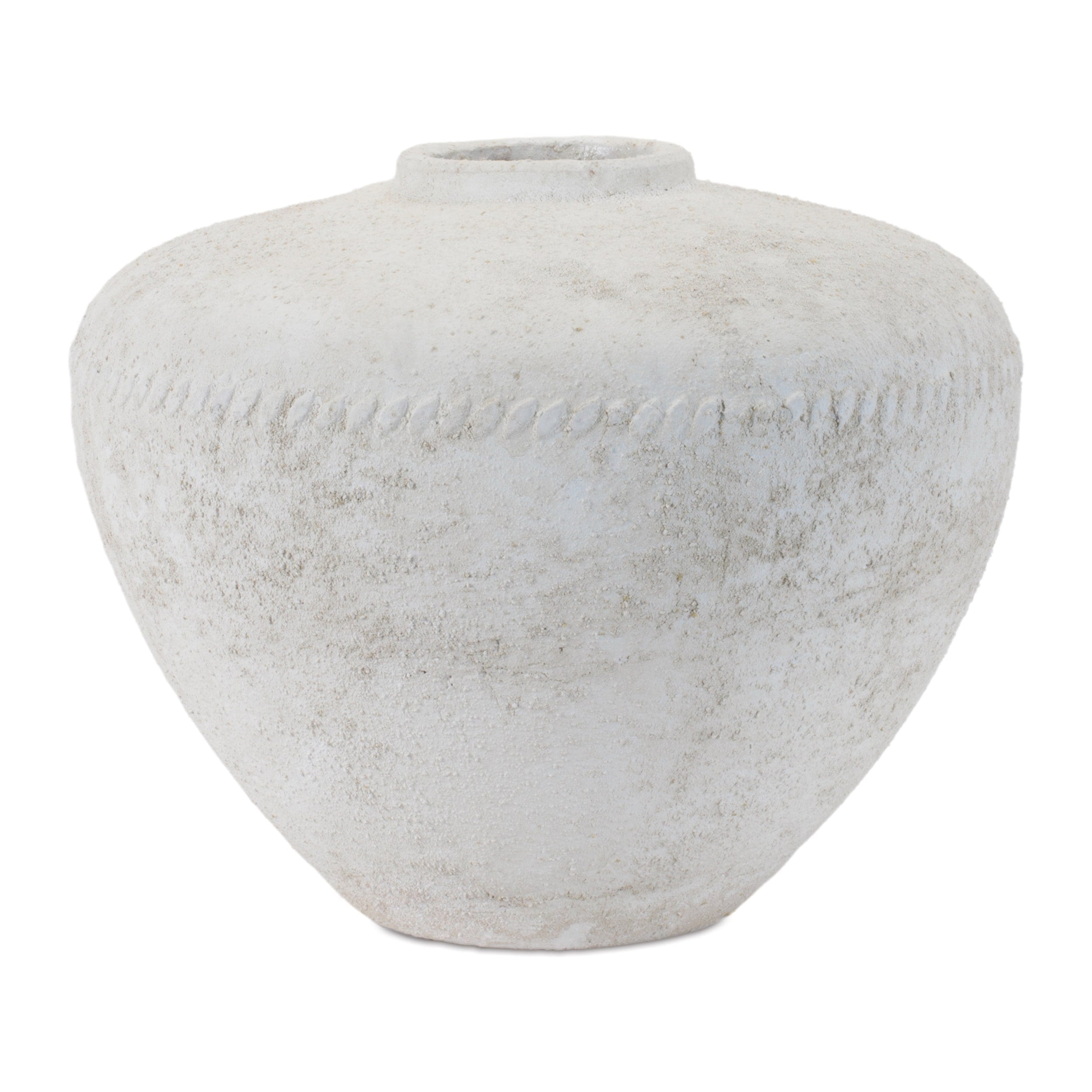 Distressed White Terra Cotta Vase 12.75 D
