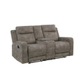 Diti Manual Reclining Loveseat W Console Cupholders Brown Microfiber