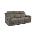 Diti Manual Reclining Sofa 3 Seater Soft Brown Polished Microfiber