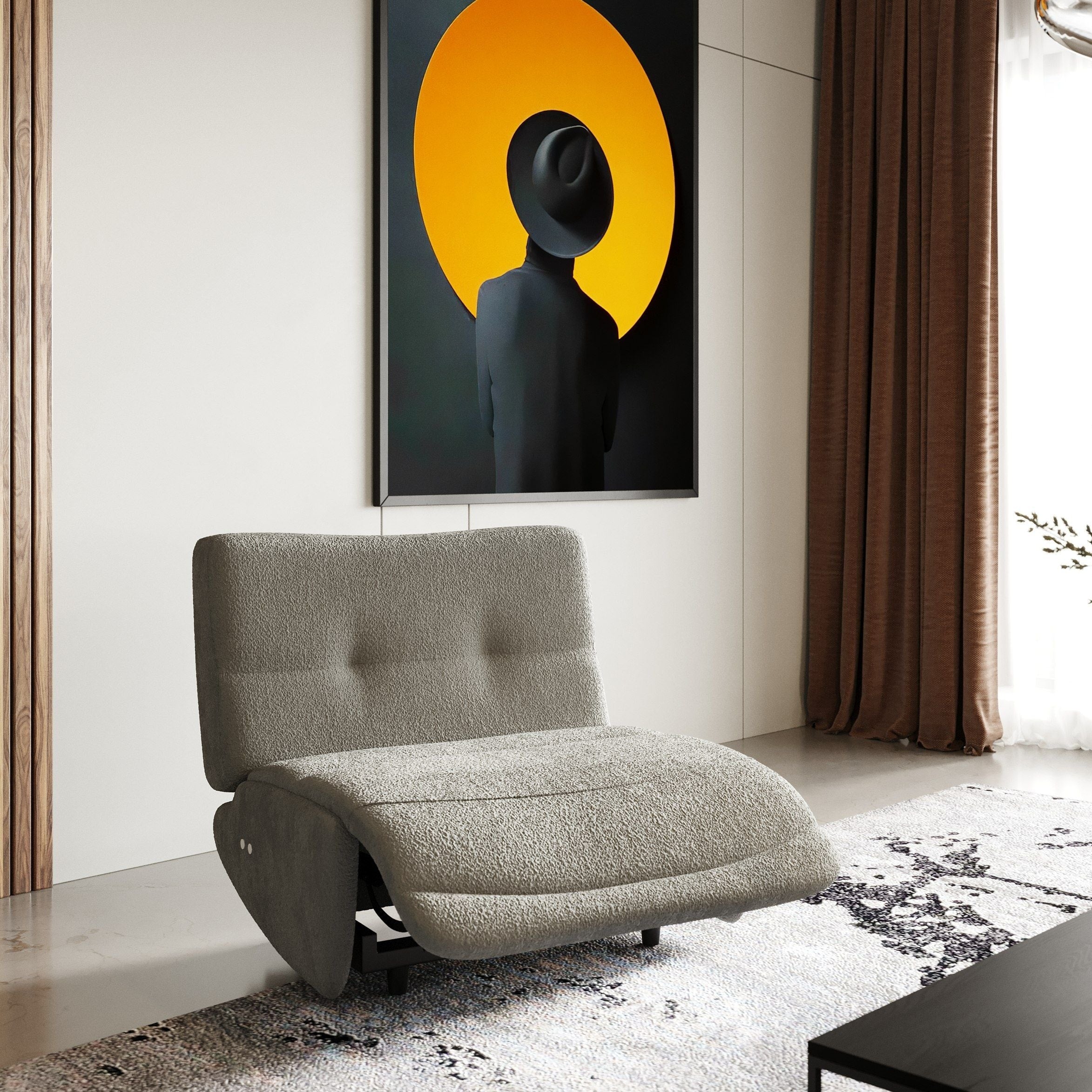 Divani Casa Basil Modern Grey Fabric Large Electric Recliner Chair