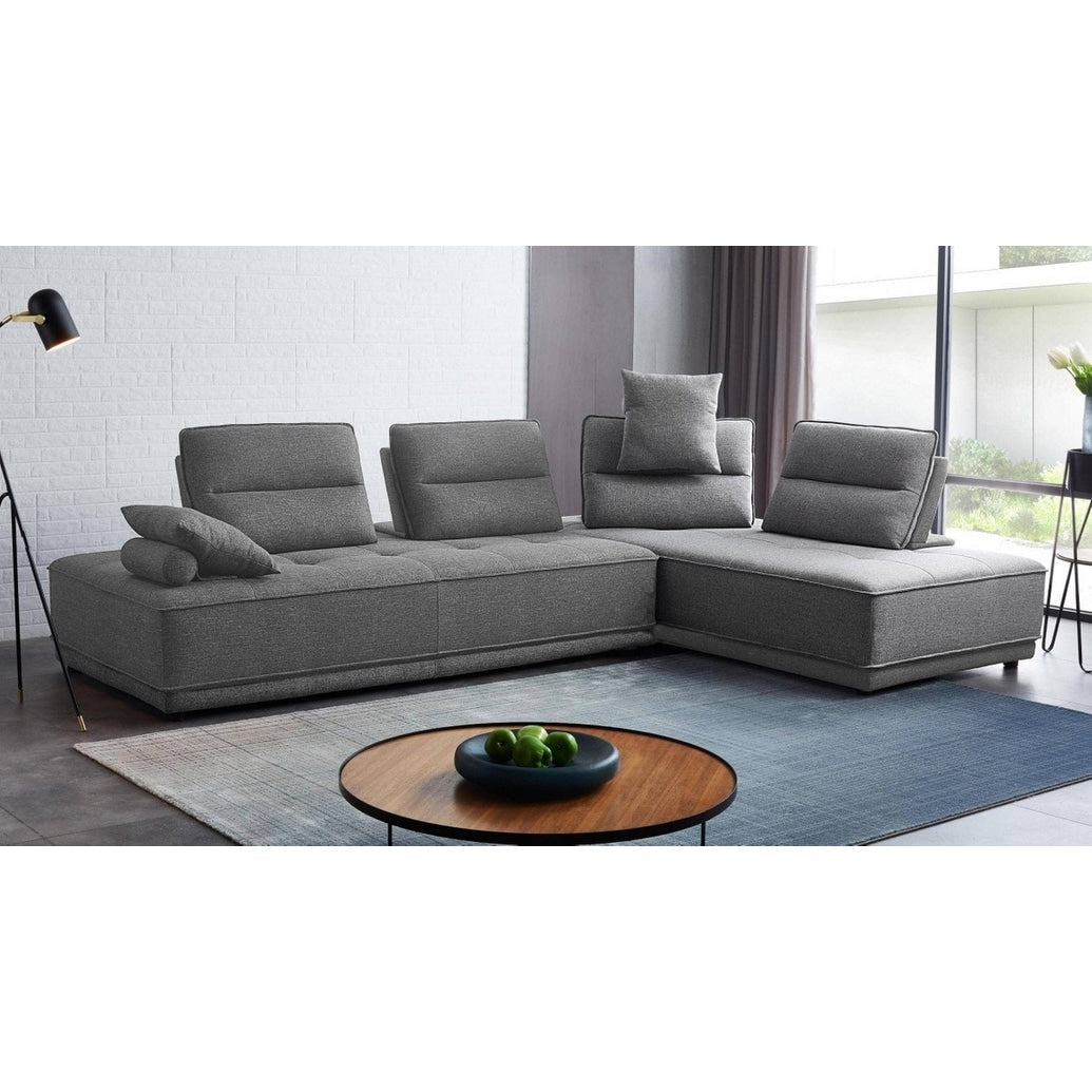 Divani Casa Glendale Modern Grey Fabric Sectional Sofa.