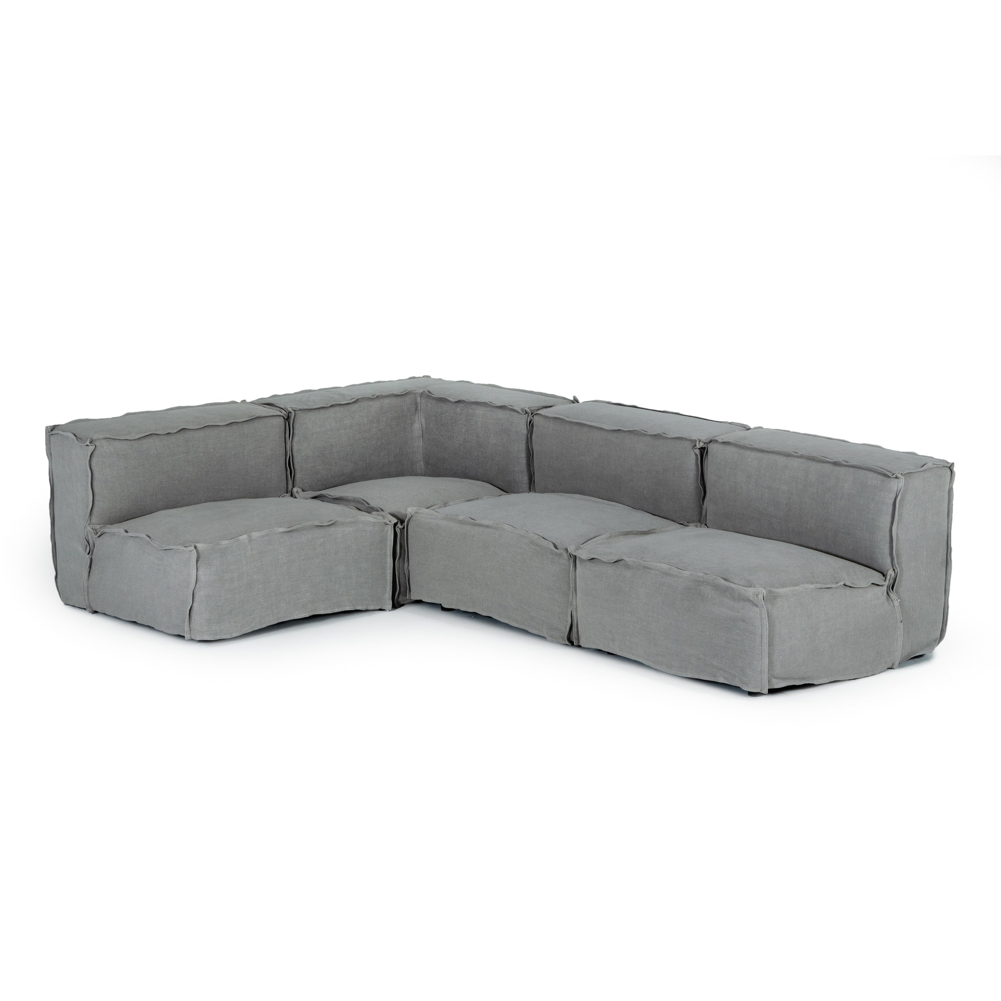 Divani Casa Navstar Contemporary Modular Grey Fabric Sectional Sofa