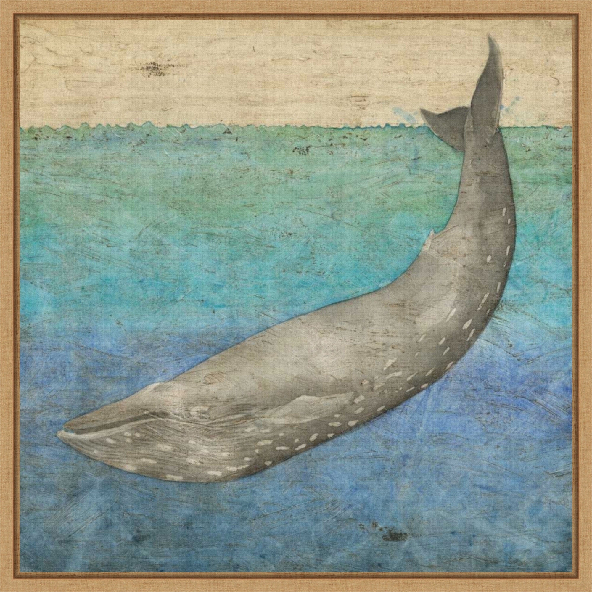 Diving Whale No. 1 By Megan Meagher 22 X 22 In. Framed Canvas Wall Art Print