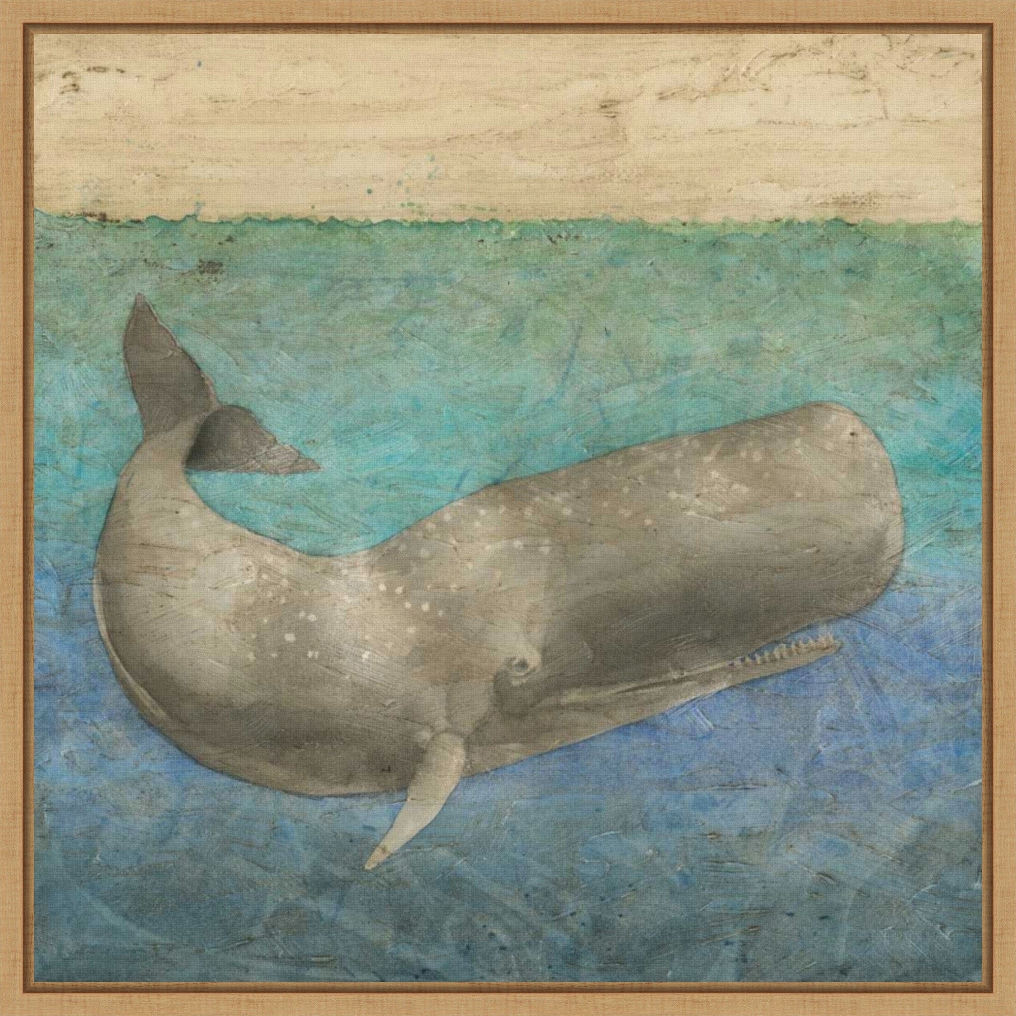 Diving Whale No. 2 By Megan Meagher 22 X 22 In. Framed Canvas Wall Art Print
