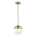 Dixon Mini Pendant In Aged Brass With Opal Glass And Aged Brass Cap