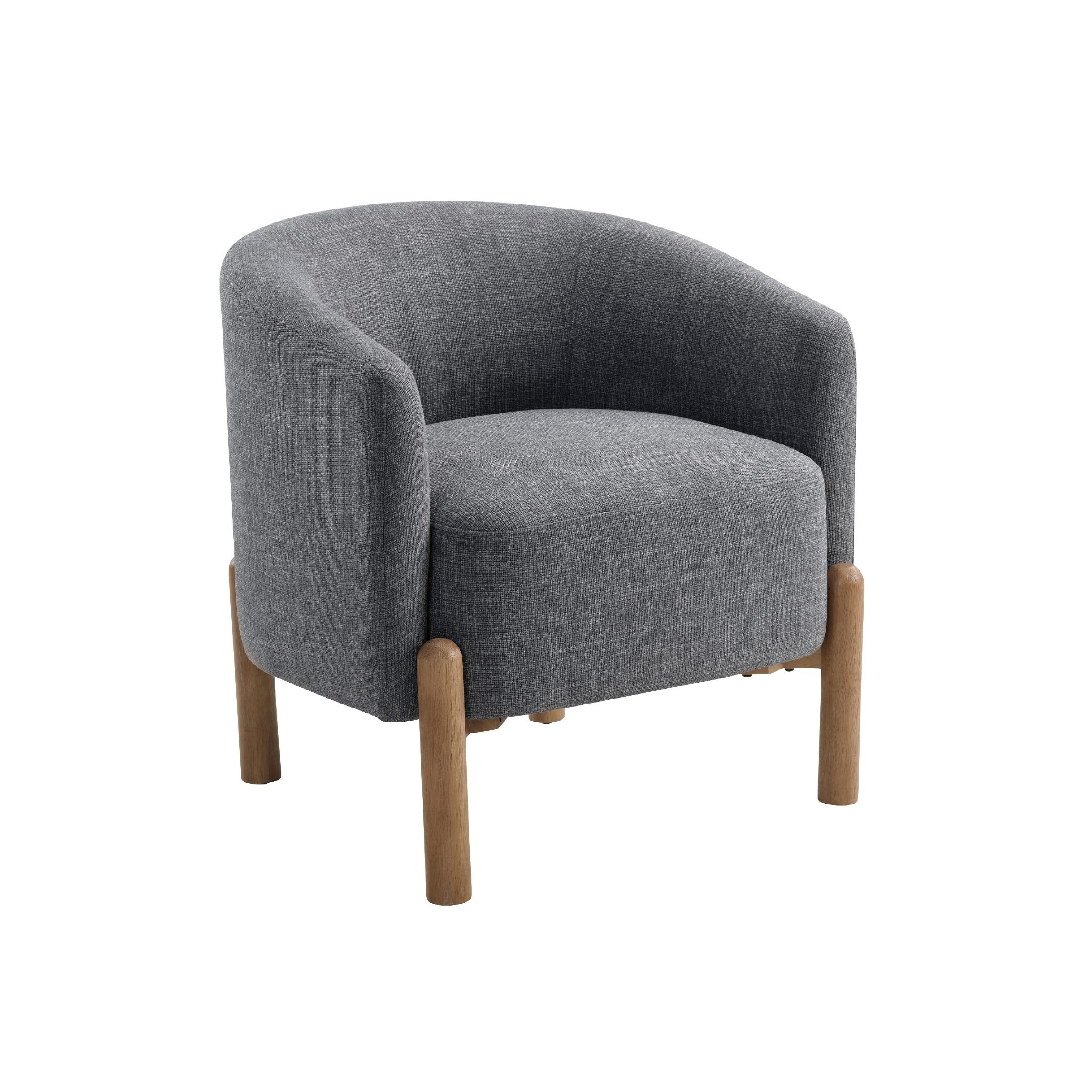 Diya Barrel Style Accent Chair Gray Polyester Light Brown Wood Legs