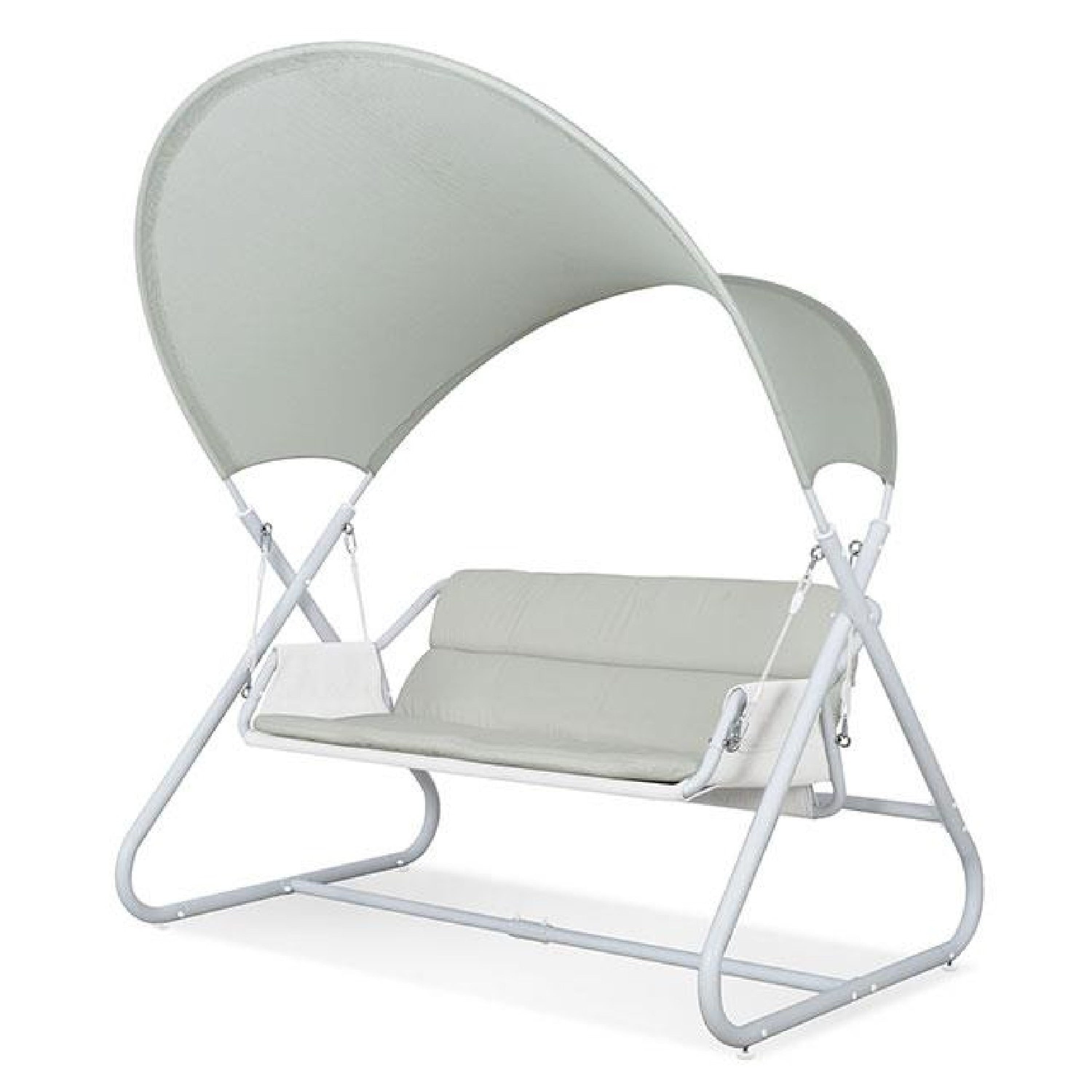Diz Outdoor Hanging Double Swing Sofa Chair White Powder Coated Steel