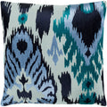 Dobra Blue Embroidered Ikat Throw Pillow Cover 20 X 20