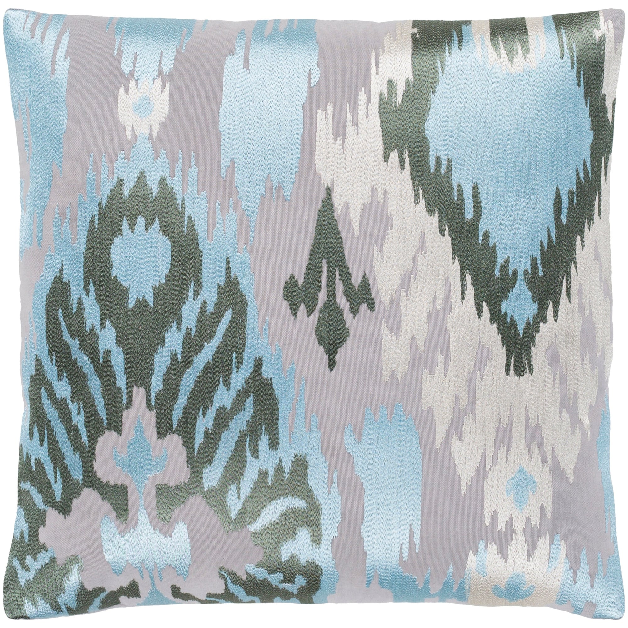 Dobra Grey Embroidered Ikat Throw Pillow Cover 18 X 18