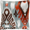 Dobra Rust Grey Embroidered Ikat Poly Fill Throw Pillow 22 X 22